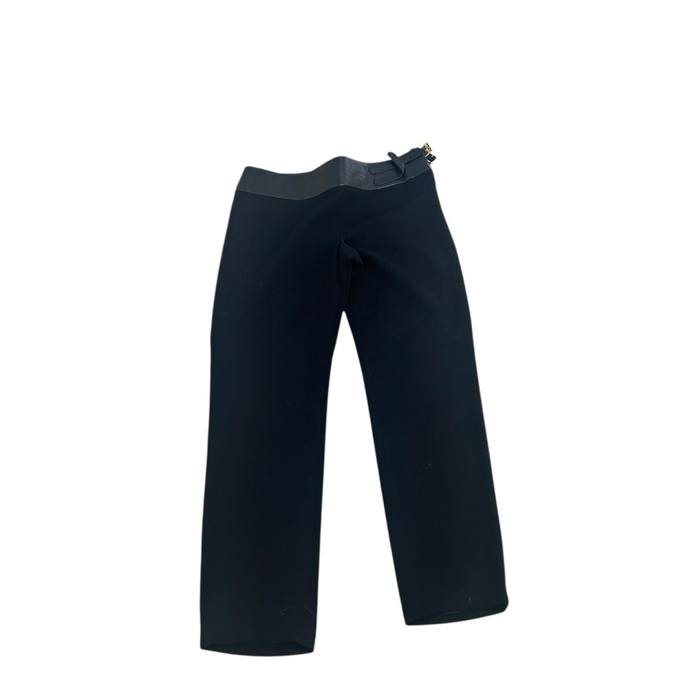 NWT Ralph Lauren purple label Black Leather waistband wool trouser Pants size 12